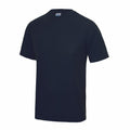 The JC001 t-shirt from AWDis Just Cool features a plain black design, short sleeves, and a round neckline.
