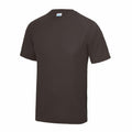 The JC001 from AWDis Just Cool is a short-sleeve T-shirt in dark brown, showcased against a white background. It features a crew neckline with a straightforward and casual design.