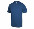The JC001 by AWDis Just Cool is a plain blue T-shirt featuring short sleeves and a round neckline, presented against a white background.