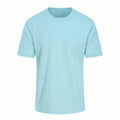 The JC001, a plain light blue T-shirt from AWDis Just Cool, is showcased against a white background. Featuring a round neckline and short sleeves, the shirt exudes a simple and casual style.