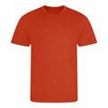 The JC001 by AWDis Just Cool is showcased against a white background. This plain t-shirt features a short-sleeved design in solid bright orange, complete with a classic crewneck.