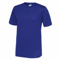 The AWDis Just Cool JC001 is a plain blue crew-neck T-shirt featuring short sleeves, showcased against a white background.