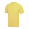 The JC001 by AWDis Just Cool is a plain yellow t-shirt featuring short sleeves and a round neckline, displayed against a white background.