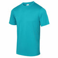 A JC001 short-sleeve T-shirt from AWDis Just Cool in turquoise on a white background.