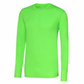 AWDis Just Cool JC002 bright green long-sleeve shirt displayed on a white background.
