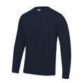 The AWDis Just Cool JC002 is a plain black long-sleeve shirt showcased against a white background, designed with a crew neck and featuring a simple, pattern-free style, likely crafted from soft fabric.