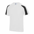 An AWDis Just Cool JC003 shirt in white featuring black raglan sleeves.