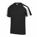 AWDis Just Cool's JC003 is a black sports shirt featuring short sleeves and white panels on both shoulders.