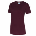 A JC005 T-shirt by AWDis Just Cool, in a plain maroon design, displayed on a white background.