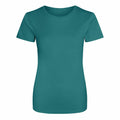A JC005 T-shirt from AWDis Just Cool, featuring a plain teal color with short sleeves and a round neckline, displayed against a white background.