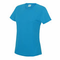 A plain blue JC005 t-shirt from AWDis Just Cool, featuring short sleeves, displayed against a white background.