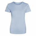 The JC005 T-shirt by AWDis Just Cool is showcased against a white background. It features a round neckline and a straightforward design in plain light blue with short sleeves, free of any patterns or logos.