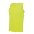 An AWDis Just Cool JC007 sleeveless tank top in a vibrant yellow color, showcased against a white background.