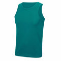 The AWDis Just Cool JC007 is a sleeveless tank top in turquoise, featuring a round neckline and crafted from soft, breathable fabric, set against a white background.