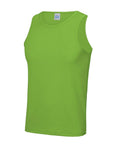Product Name: JC007 by AWDis Just Cool, a lime green sleeveless tank top featuring a round neckline, showcased against a white background.