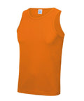 A JC007 orange sleeveless tank top from AWDis Just Cool on a white background, featuring a round neckline with no visible branding or patterns.