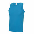 The AWDis Just Cool JC007, a sleeveless athletic tank top in blue, is showcased against a plain white background.