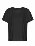 A JC013 plain black short-sleeve T-shirt from AWDis Just Cool displayed on a white background.