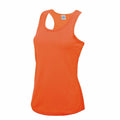 A JC015 tank top by AWDis Just Cool, featuring an orange sleeveless design with a racerback, set against a plain white background.