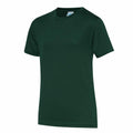An AWDis Just Cool T-shirt in a plain dark green color, identified by product code JC01J, is displayed against a white background.