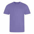 A JC01J t-shirt from AWDis Just Cool is showcased on a white background, featuring a plain purple design with a round neckline and short sleeves.