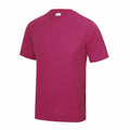A plain magenta short-sleeved T-shirt, displayed against a white background, is the JC01J design by AWDis Just Cool. This T-shirt features a classic crew neck design.