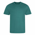 Displayed against a white background is the JC01J T-shirt by AWDis Just Cool, featuring a plain green design with short sleeves and a round neckline.