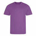 The JC01J T-shirt by AWDis Just Cool is shown against a white background. It features a classic round neckline and short sleeves, presenting a simple and clean design in plain purple.