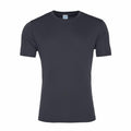 A JC020 short-sleeved T-shirt by AWDis Just Cool in plain black, set against a white background.