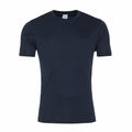 The JC020 by AWDis Just Cool is a simple, casual black short-sleeve T-shirt with a round neck, displayed on a white background.