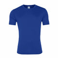 The JC020 by AWDis Just Cool is a plain blue T-shirt featuring short sleeves and a round neck, showcased against a white background.
