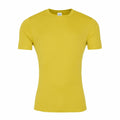 AWDis Just Cool JC020 yellow short-sleeve t-shirt displayed on a white background. This plain shirt features a classic crew neckline and a fitted style, with no visible designs or logos.