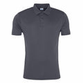 A plain gray JC021 polo shirt with a collar and three buttons from the AWDis Just Cool brand.