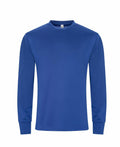 The product JC023 from AWDis Just Cool is a plain blue T-shirt with long sleeves, featuring a round neckline and ribbed cuffs, displayed against a white background.