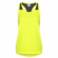 JC027 by AWDis Just Cool is a neon yellow sleeveless athletic tank top featuring black accents on the shoulders and a racerback design.