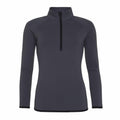The JC036 by AWDis Just Cool, a dark gray long-sleeve pullover with a quarter-zip and high collar, is displayed against a plain white background.