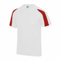 AWDis Just Cool JC03J short-sleeve T-shirt with red shoulder panels in white.
