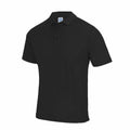 AWDis Just Cool's JC041 is a black short-sleeve polo shirt featuring a collar and three buttons on the front.
