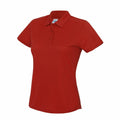 JC045 from AWDis Just Cool features a red short-sleeve polo shirt with a three-button placket, showcased on a plain white background.