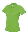Product JC045 by AWDis Just Cool is showcased against a white background. It's a vibrant green polo shirt featuring short sleeves, a button-up collar, and a classic fit with a smooth texture, making it perfect for both casual and semi-formal occasions.