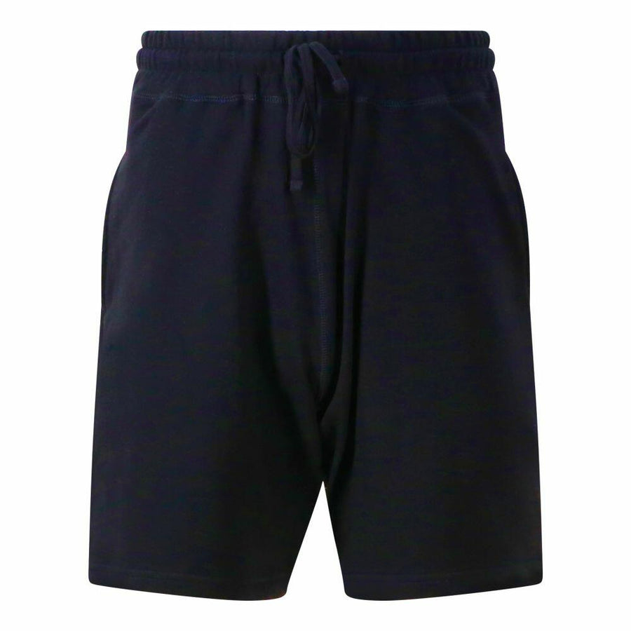 The JC072 shorts by AWDis Just Cool feature a black color, drawstring closure, an elastic waistband, and side pockets.