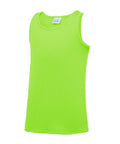 JC07J, a bright green sleeveless tank top with a round neck by AWDis Just Cool, displayed on a plain background.