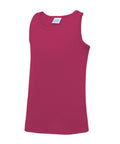 A JC07J sleeveless magenta tank top by AWDis Just Cool, featuring a plain design and displayed against a white background with the tag visible at the neckline.