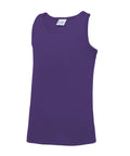 A sleeveless tank top from AWDis Just Cool, in purple with a simple design and featuring a white tag at the neck, known as Product JC07J.