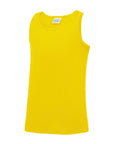 The JC07J by AWDis Just Cool is a bright yellow sleeveless tank top featuring a round neckline, shown against a white background.