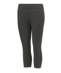 A pair of black, high-waisted, cropped athletic leggings with visible stitching from the AWDis Just Cool brand, Product Name: JC086.