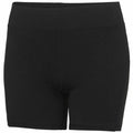 AWDis Just Cool JC088 high-waisted black athletic shorts displayed on a white background.