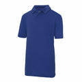Product Description: A JC40J plain blue short-sleeve polo shirt featuring a collar and two buttons by AWDis Just Cool.
