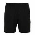 AWDis Just Cool JC80J athletic shorts in black, featuring an elastic waistband and showcased against a plain white background.