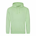 A light green JH001 hoodie from AWDis Just Hoods, featuring a front pocket and drawstring hood.
